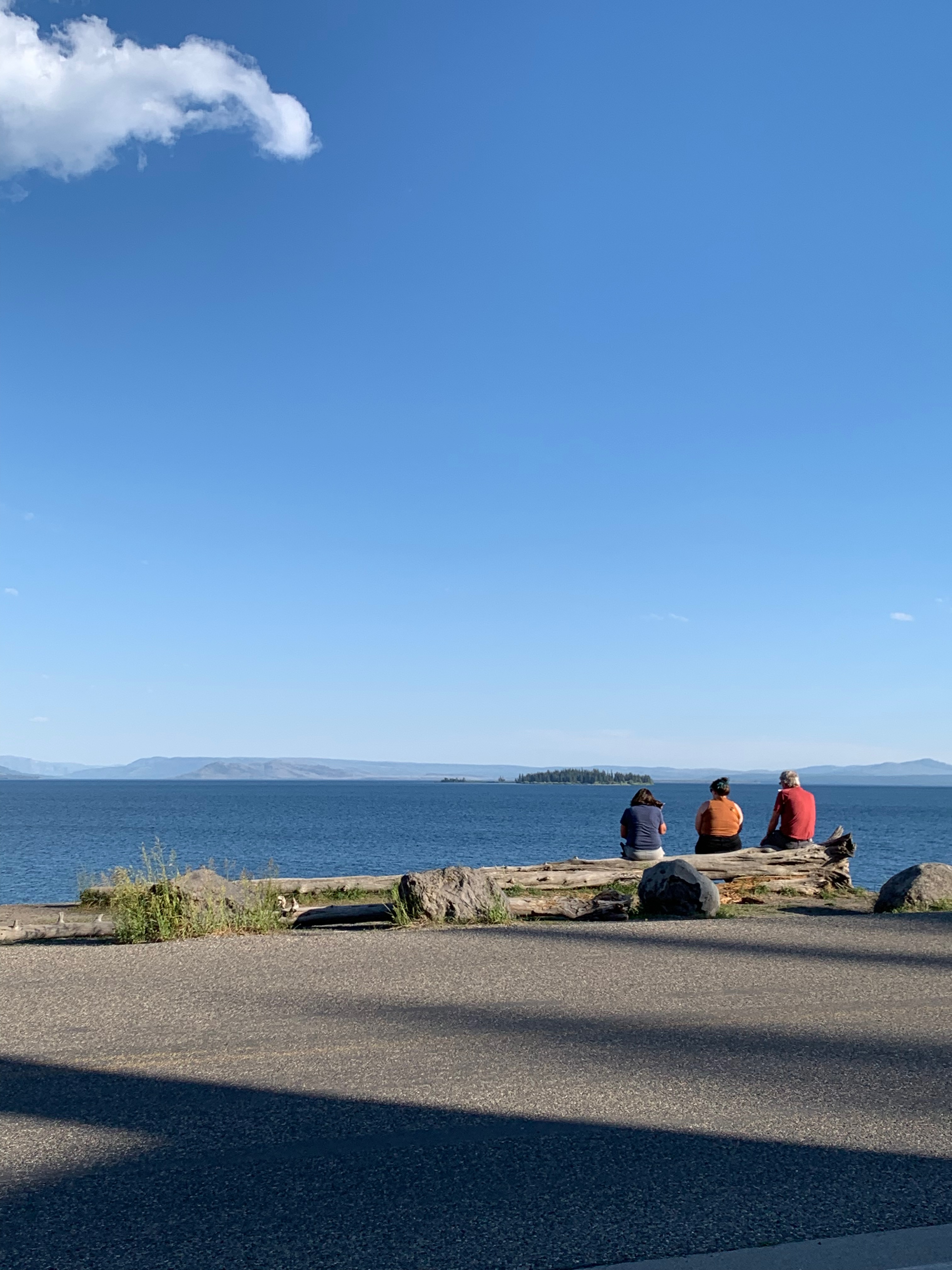 The Huck family overlooking Yellowstone Lake